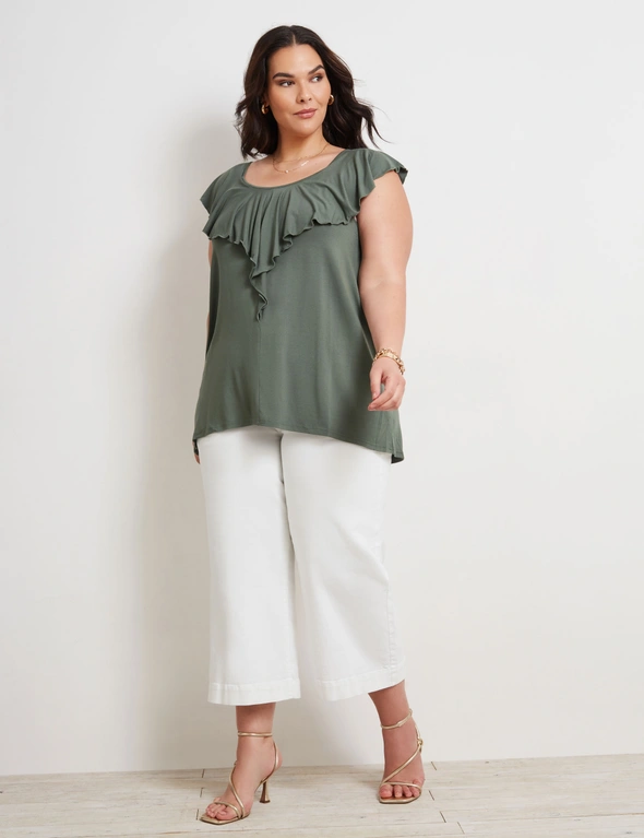 Autograph Extended Sleeve Ruffle V Knitwear Top, hi-res image number null