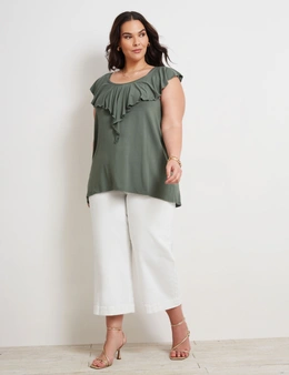 Autograph Extended Sleeve Ruffle V Knitwear Top