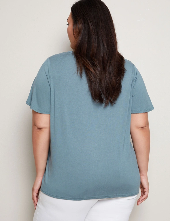 Autograph Short Sleeve Tie Front Knit Top, hi-res image number null