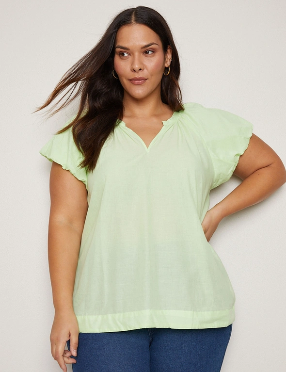Autograph Short Sleeve Cotton Voile Top, hi-res image number null