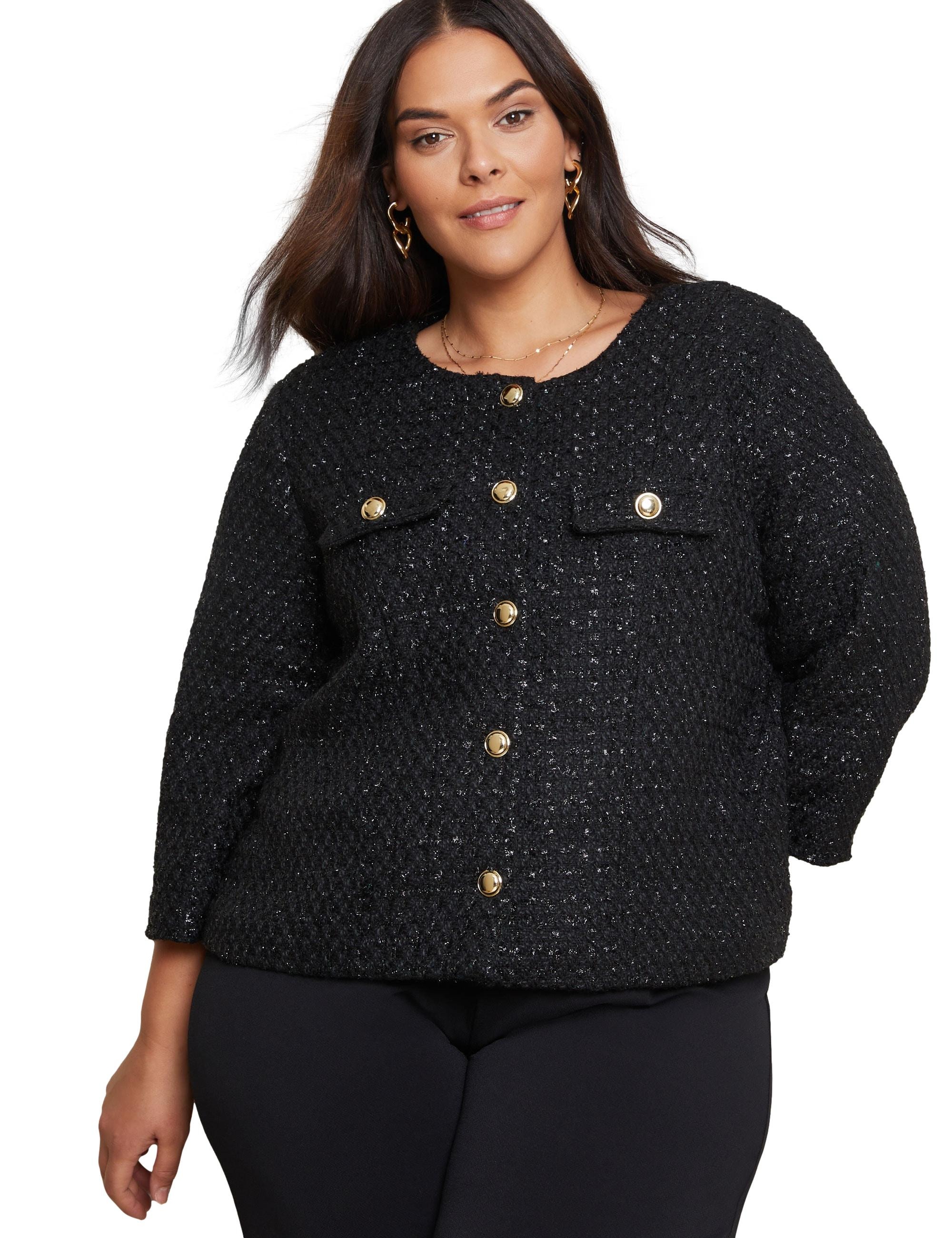 Ladies plus size hot sale tweed jacket