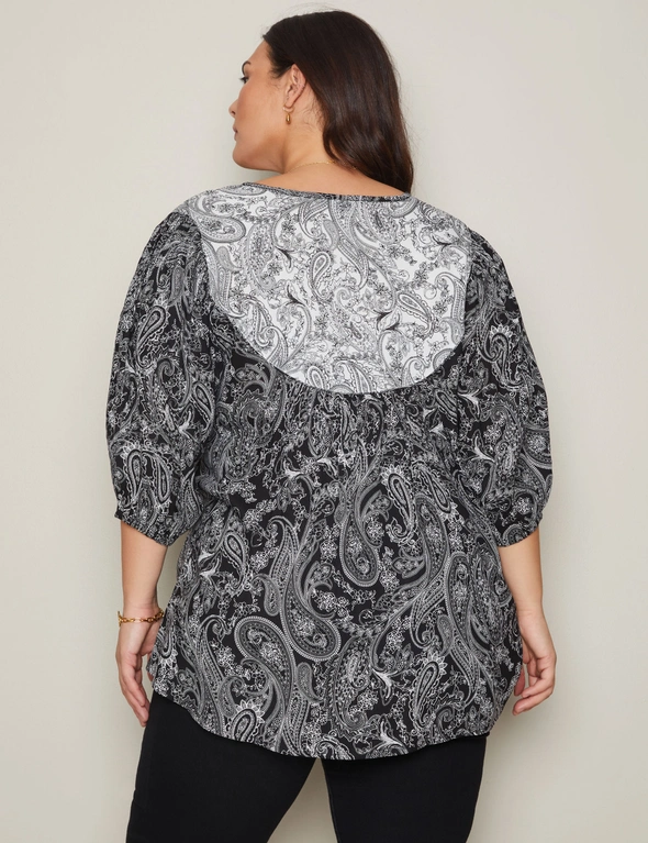Autograph Elbow Sleeve Double Print Peasant Top, hi-res image number null