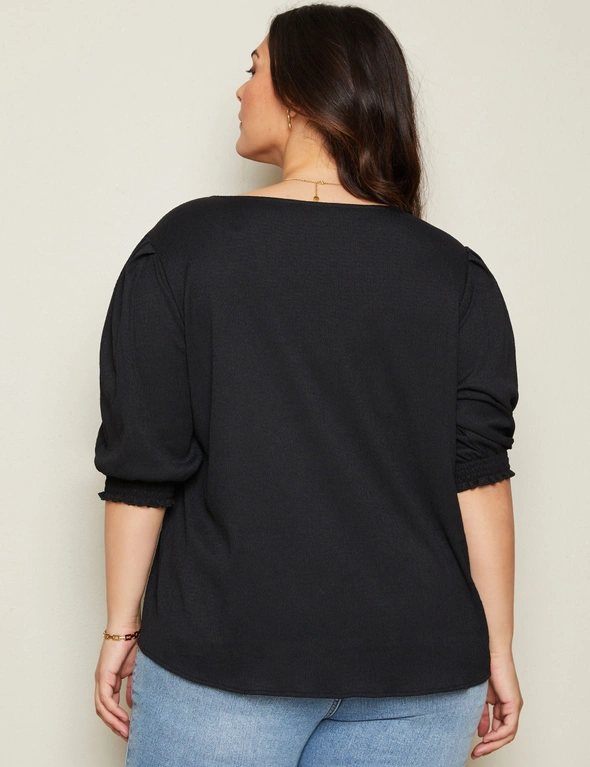 Autograph Long Sleeve Texture Peplum Knit Top, hi-res image number null