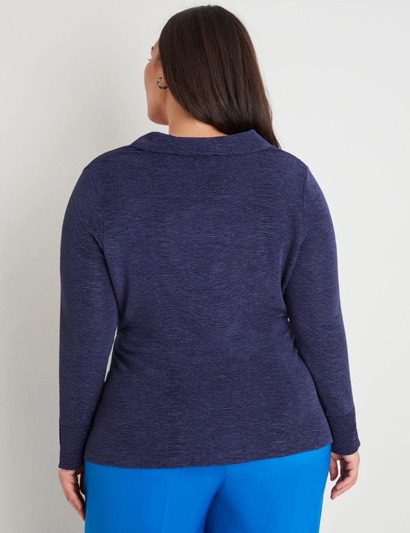 Autograph Long Sleeve Twist Button Front Texture Knit Top, hi-res image number null