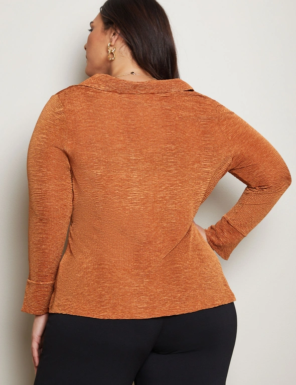 Autograph Long Sleeve Twist Button Front Texture Knit Top, hi-res image number null