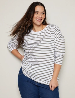 Womens Tops Plus Size Raglan Shirt Short Sleeve 3/4 Sleeve Striped