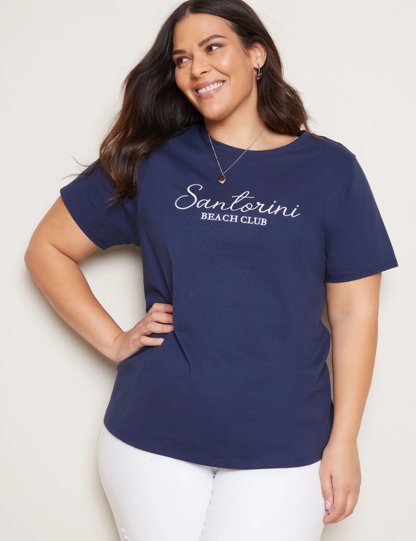 Autograph Short Sleeve Embroidered Slogan Tee, hi-res image number null