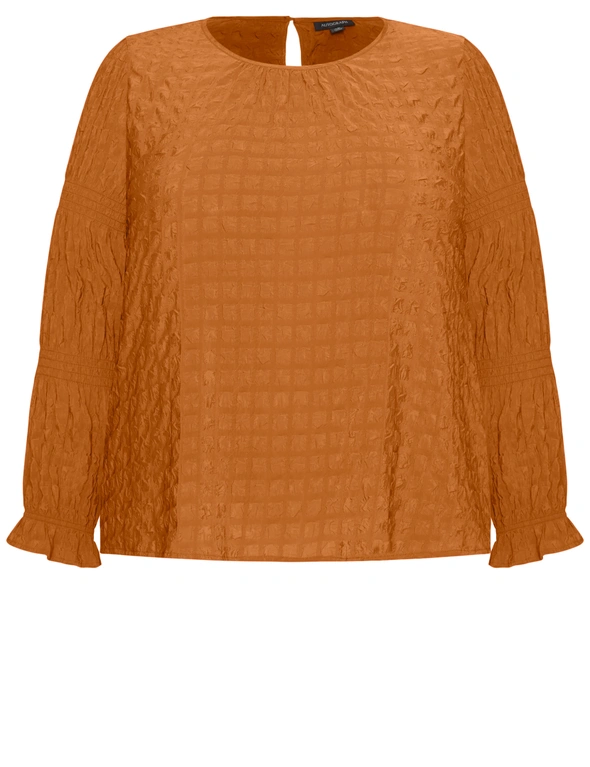 Autograph Long Sleeve Texture Woven Top, hi-res image number null