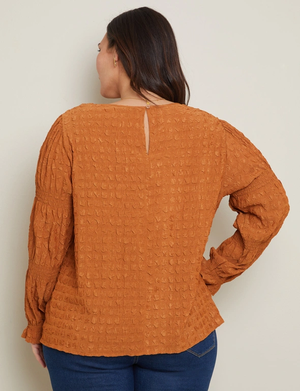 Autograph Long Sleeve Texture Woven Top, hi-res image number null