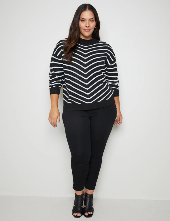 Autograph Long Sleeve Chevron Stripe Jumper, hi-res image number null