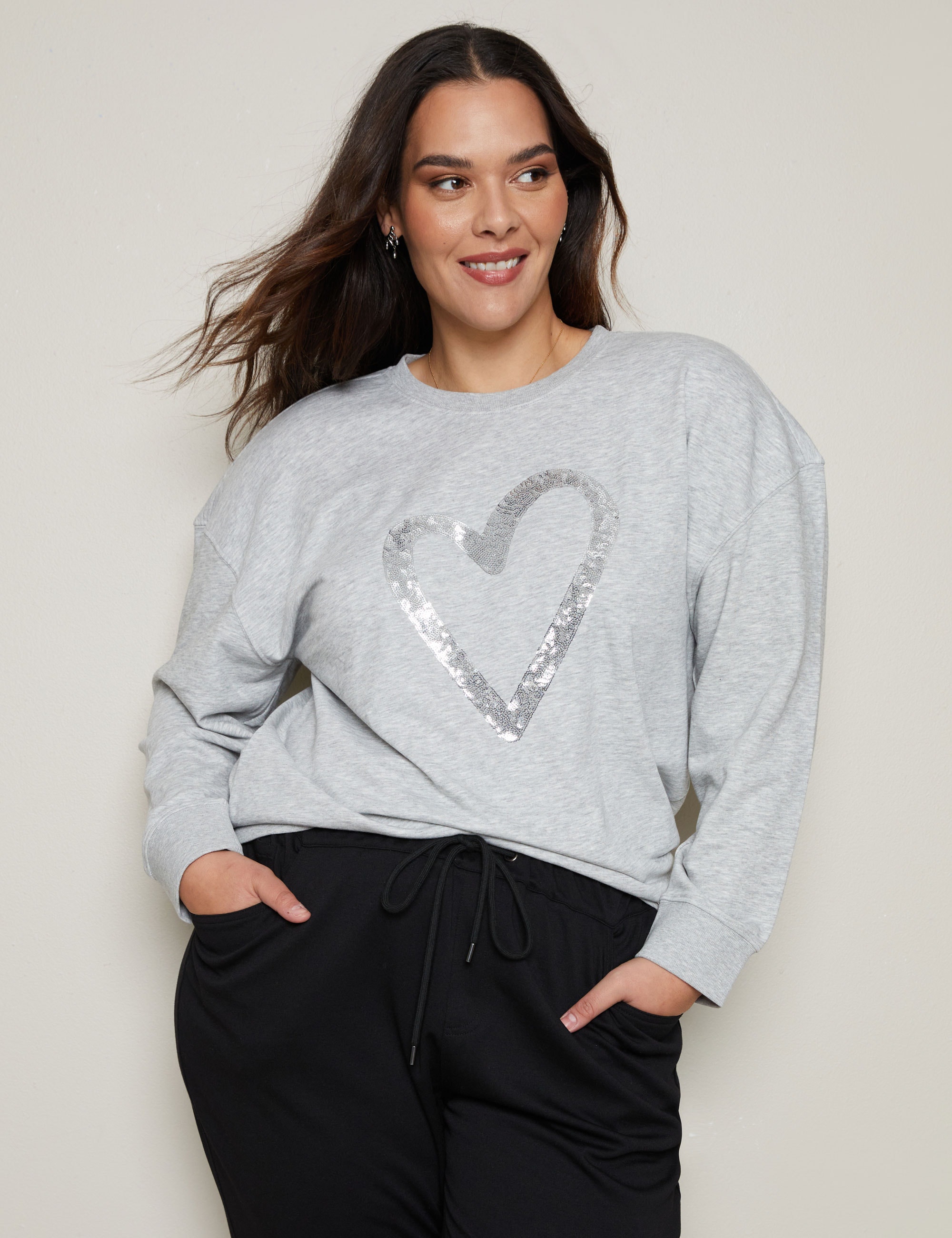 Plus size heart online sweatshirt