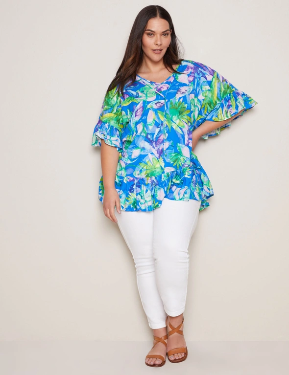 Autograph Frill Sleeve Placement Print Kaftan, hi-res image number null