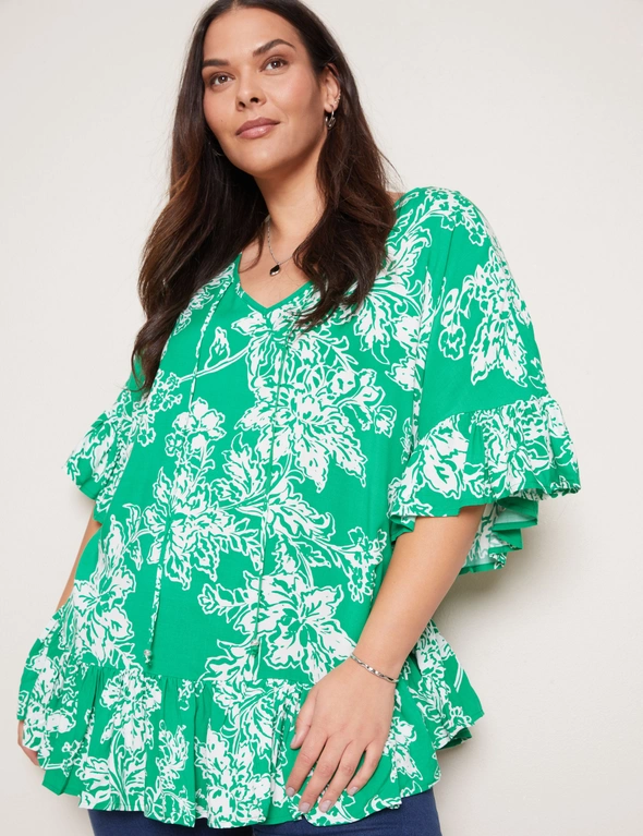 Autograph Frill Sleeve Placement Print Kaftan, hi-res image number null