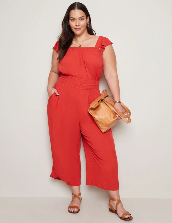 Autograph Textured Jersey Frill Sleeve Summer Jumpsuit, hi-res image number null