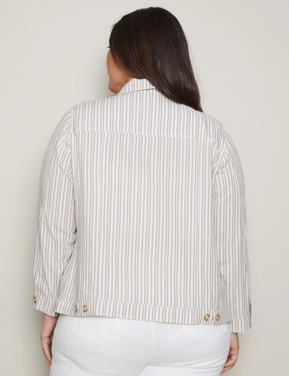 Long Sleeve Linen Blend Denim Style Jacket, hi-res image number null