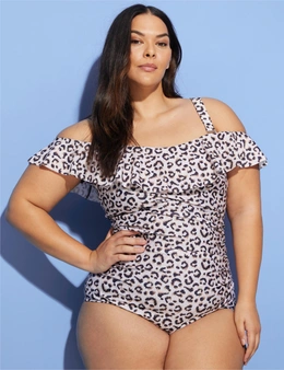 Beach Belle One Piece Swimsuit Womans Plus Size 24 Black & White W/Sarong  NWT