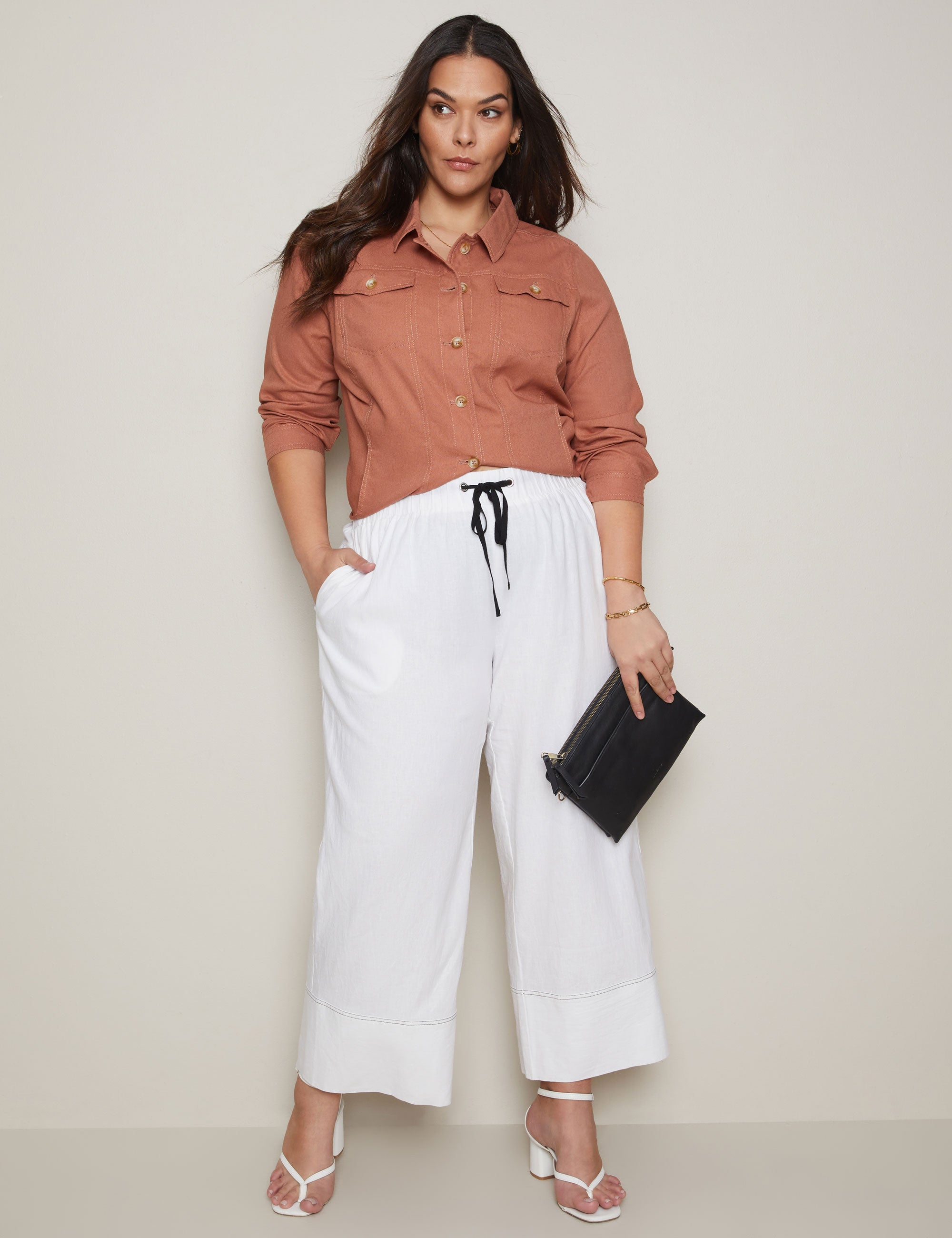 Plus size linen hot sale blend pants