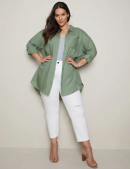 YOURS Plus Size Curve Green Utility Tunic Shirt