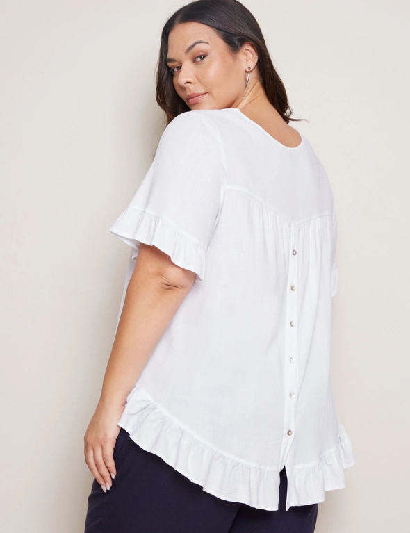 Autograph Short Frill Sleeve Woven Top, hi-res image number null