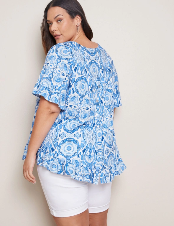 Autograph Short Frill Sleeve Woven Top, hi-res image number null