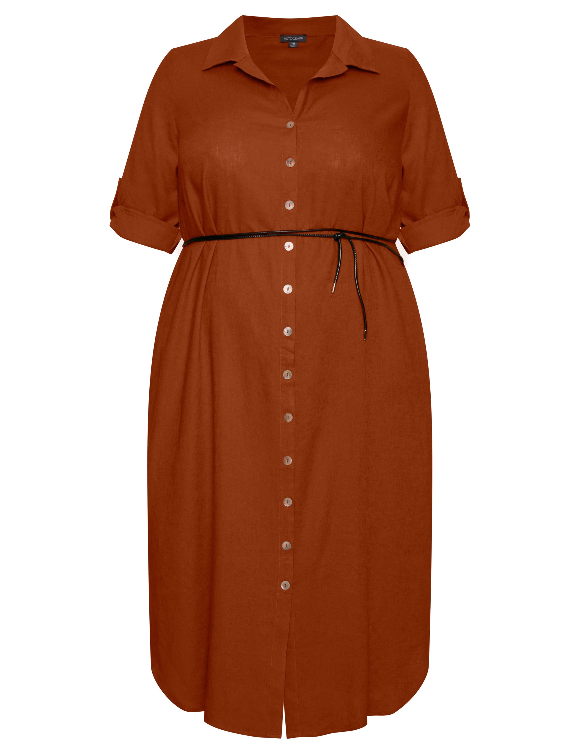 AUTOGRAPH - Plus Size - Womens Midi Dress - Brown - Summer Casual