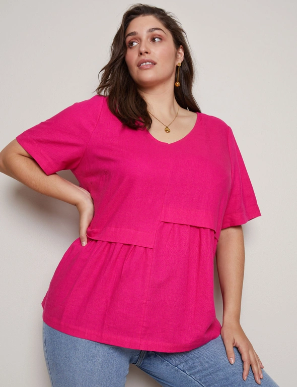 Autograph Short Sleeve Peplum Top, hi-res image number null