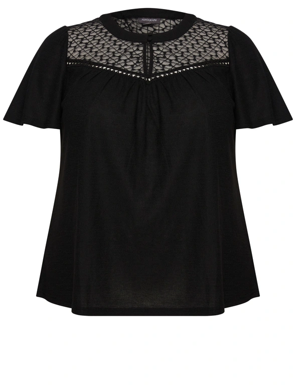 Autograph Flutter Sleeve Lace Insert Top, hi-res image number null