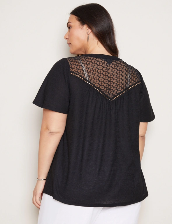 Autograph Flutter Sleeve Lace Insert Top, hi-res image number null