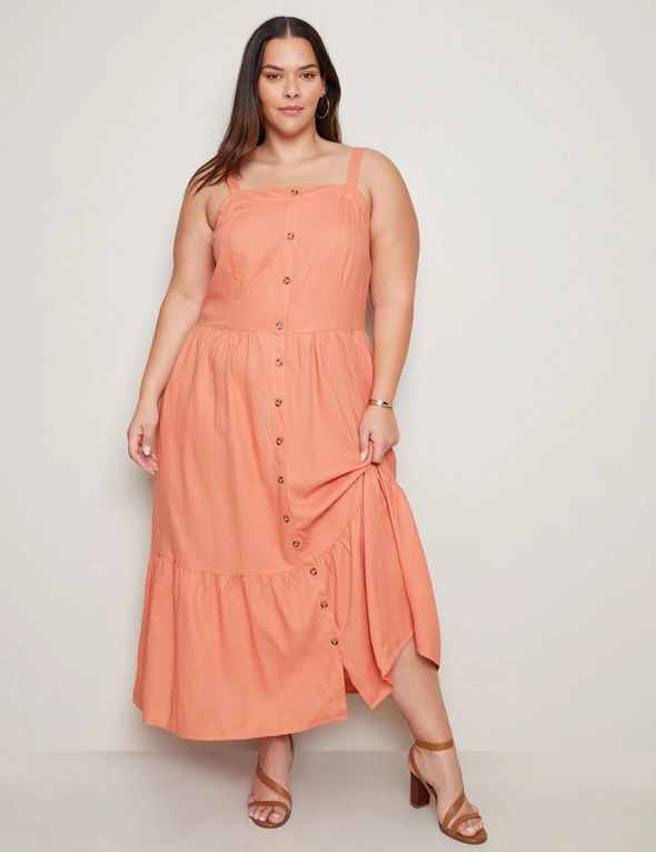 Autograph Sleeveless Tiered Hem Linen Maxi, hi-res image number null