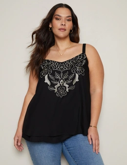 Autograph Strappy Embroidered Cami Woven Top