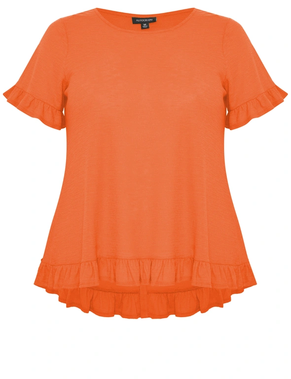 Autograph Short Sleeve Frill Hem Textured Top, hi-res image number null