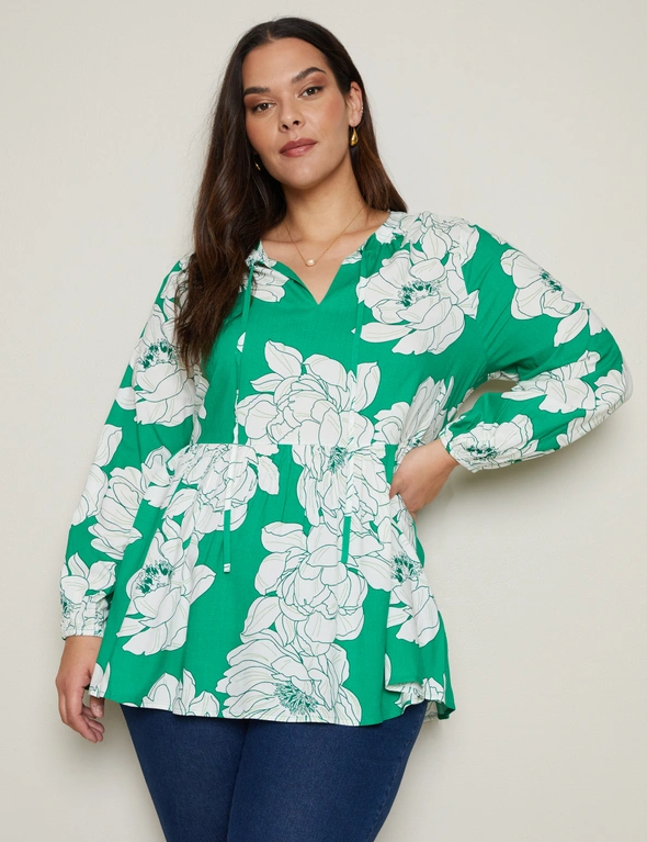 Autograph 3/4 Sleeve Peplum Woven Top, hi-res image number null