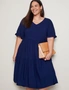 Autograph Broderie Trim Frill Sleeve Tiered Midi Dress, hi-res