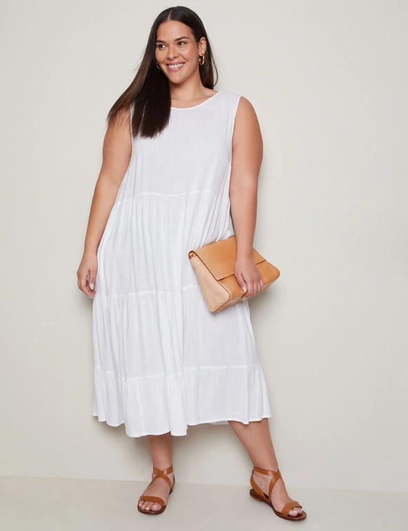 Autograph Sleeveless Tiered Midi Summer Dress, hi-res image number null