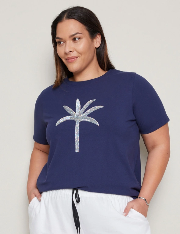 Autograph Short Sleeve Beaded Front Tee, hi-res image number null