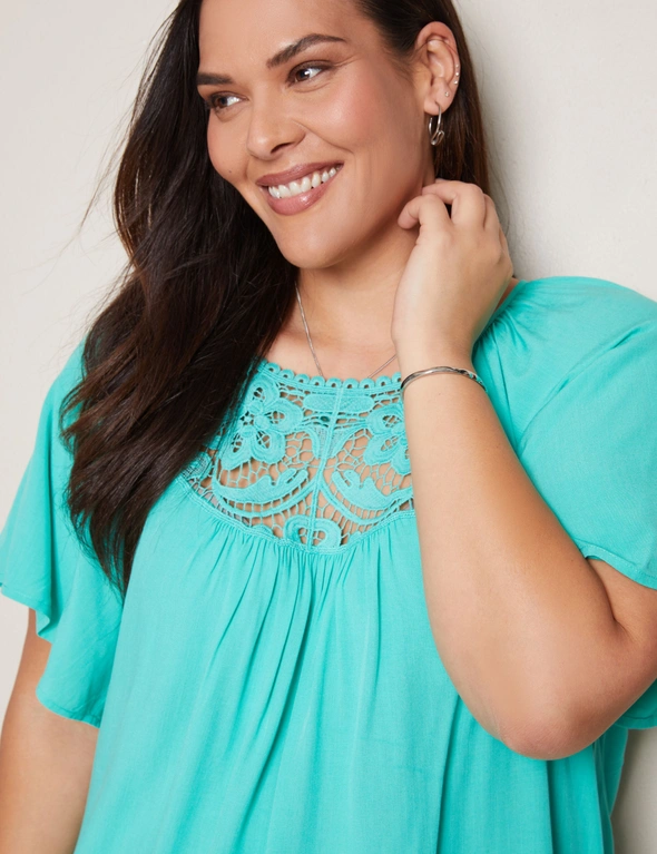 Autograph Flutter Sleeve Lace Detail Summer Top, hi-res image number null