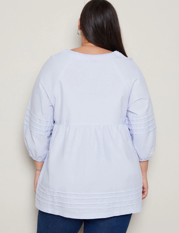Autograph 3/4 Sleeve Pleat Detail Linen Top, hi-res image number null