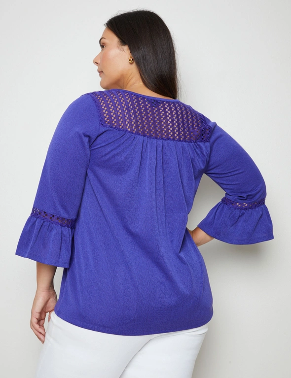 Autograph 3/4 Sleeve Lace Detail Top, hi-res image number null