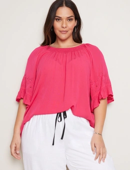 Autograph 3/4 Frill Sleeve Embroidered Summer Top