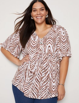 Autograph V Neck Tiered Frill Sleeve Top