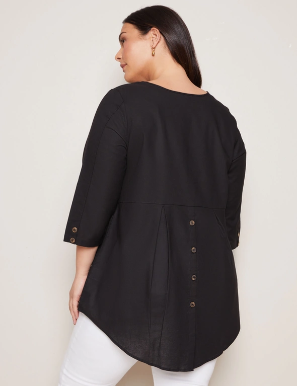 Autograph Elbow Sleeve Button Pleat Back Linen Top, hi-res image number null