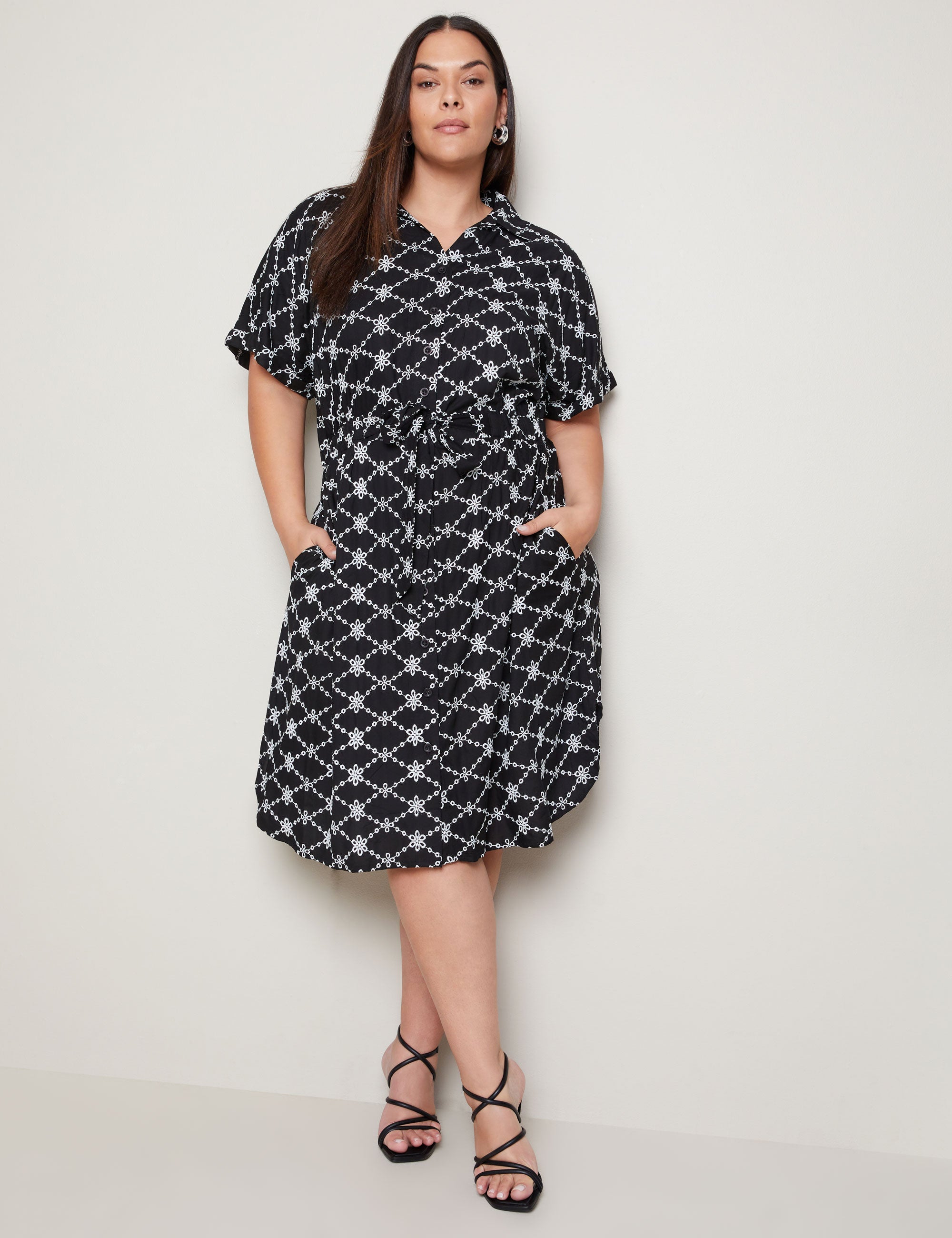Autograph Short Sleeve Embroidered Summer Dress | EziBuy Australia