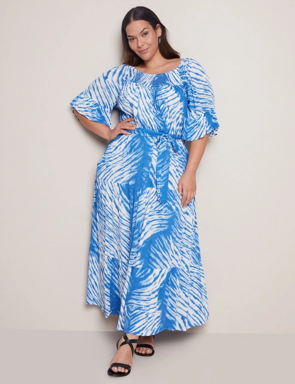 Autograph Elbow Sleeve Shirred Neck Maxi Dress, hi-res image number null