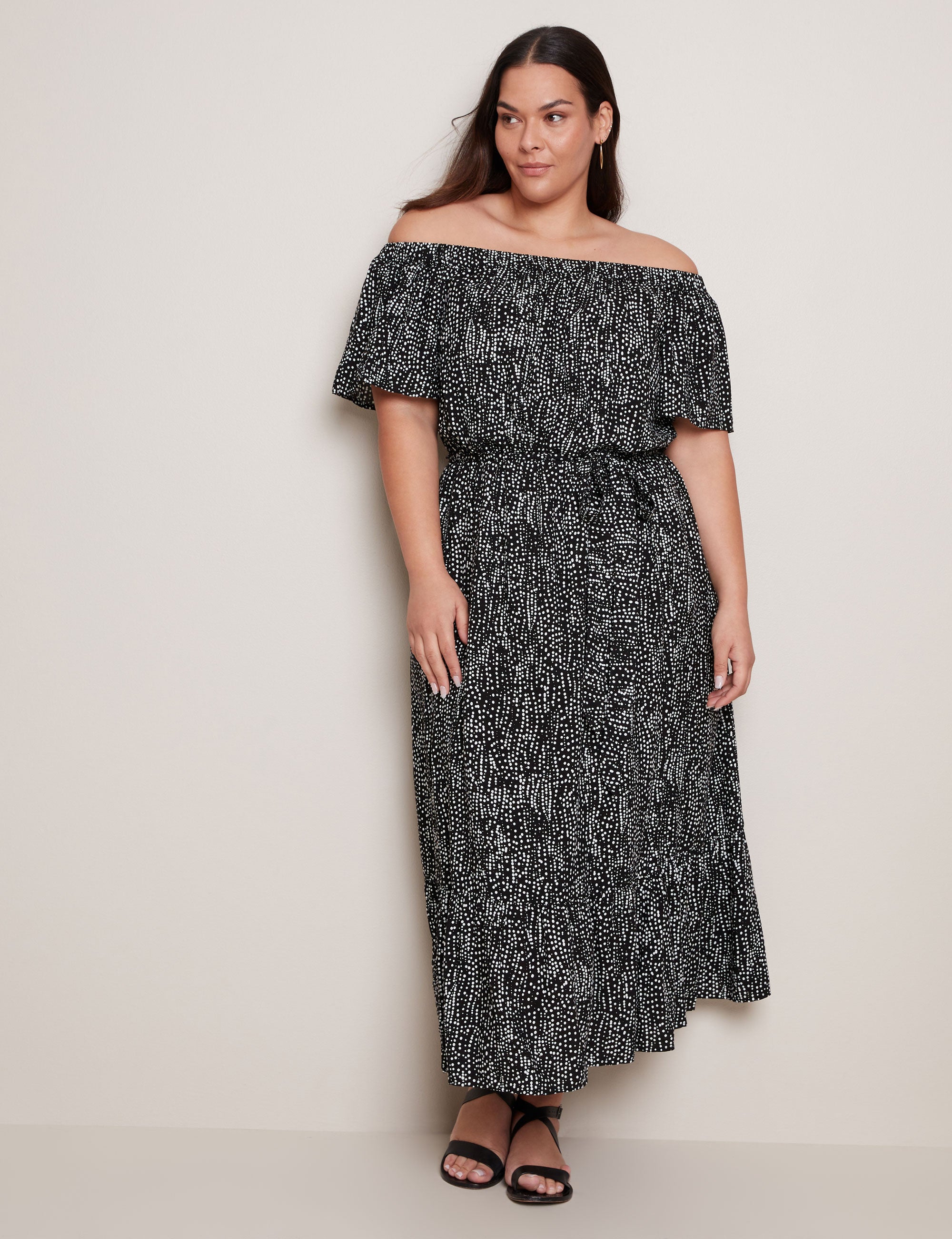 Autograph Flutter Sleeve Off Shoulder Summer Maxi Dress 