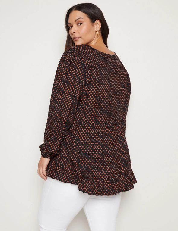 Autograph 3/4 Sleeve V Neck Peplum Top, hi-res image number null