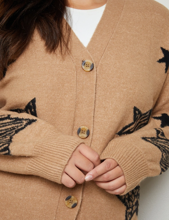 Autograph Long Sleeve Button Front Novelty Knit Cardigan, hi-res image number null