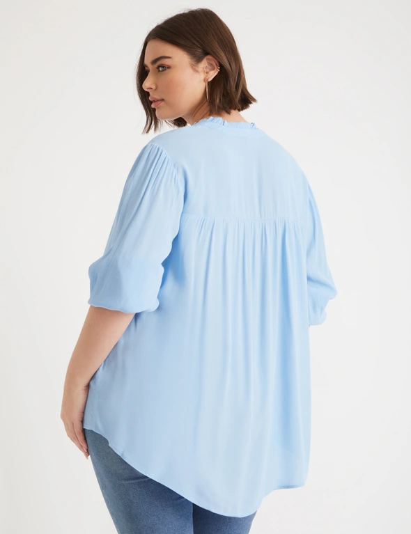 Autograph Ruffle Collar 3/4 Sleeve Peasant Top, hi-res image number null