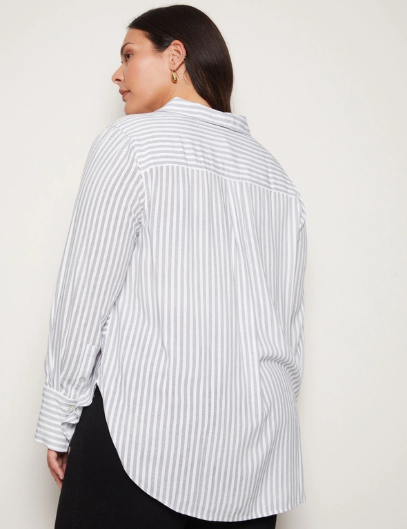 Autograph Long Sleeve Half Placket Striped Shirt, hi-res image number null