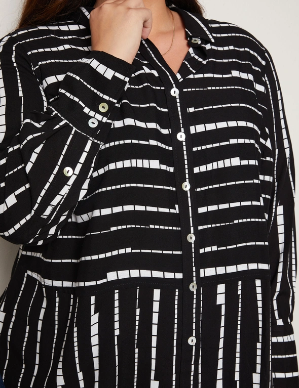 Autograph Long Sleeve Half Placket Striped Shirt, hi-res image number null