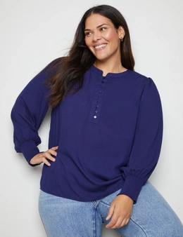 Autograph Long Sleeve Cuff Peasant Top